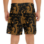 Eastern Dragon Pattern Print Men's Split Running Shorts