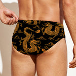 Eastern Dragon Pattern Print Men's Swim Briefs