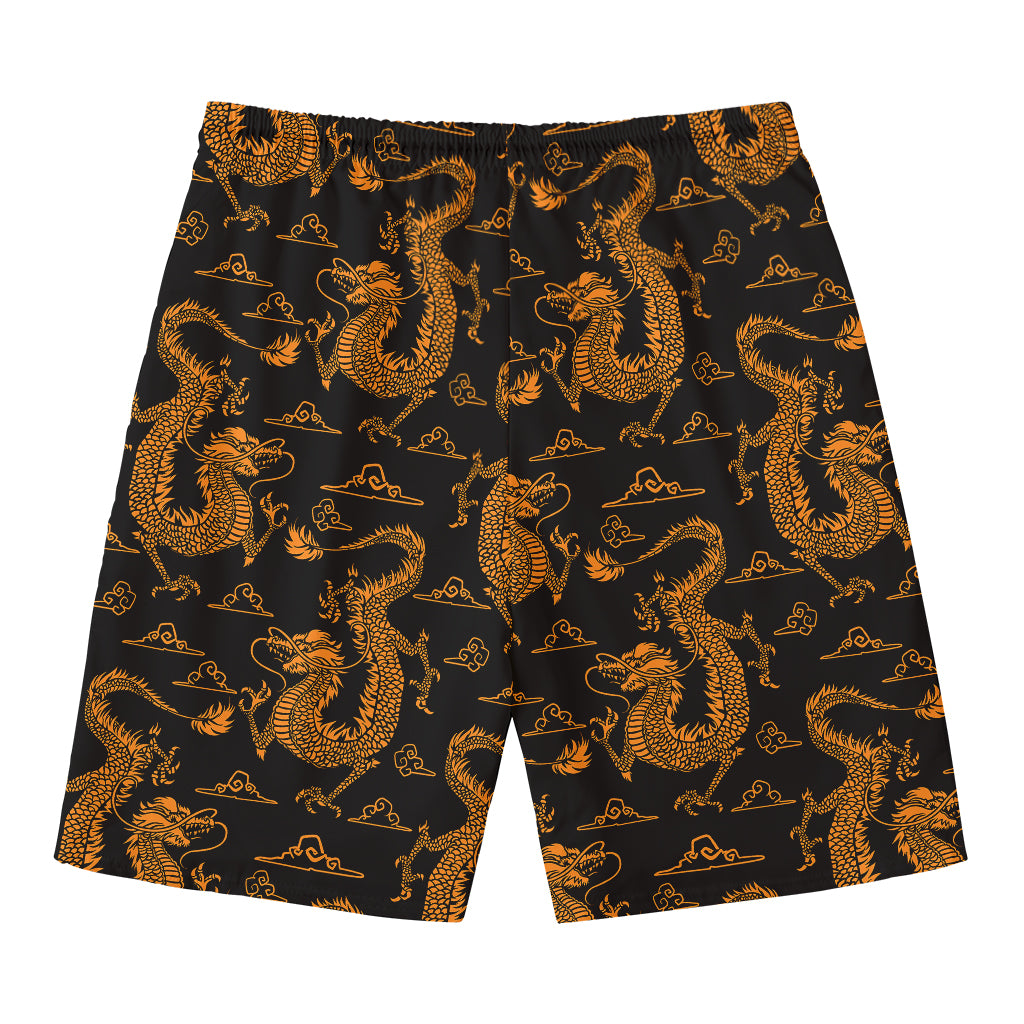 Eastern Dragon Pattern Print Men's Swim Trunks