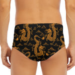 Eastern Dragon Pattern Print Men's Triangle Swim Briefs