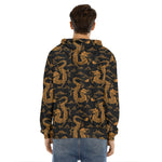 Eastern Dragon Pattern Print Men's Velvet Pullover Hoodie
