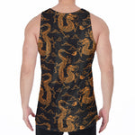 Eastern Dragon Pattern Print Men's Velvet Tank Top