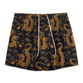 Eastern Dragon Pattern Print Mesh Shorts