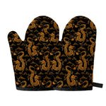 Eastern Dragon Pattern Print Oven Mitts