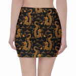 Eastern Dragon Pattern Print Pencil Mini Skirt