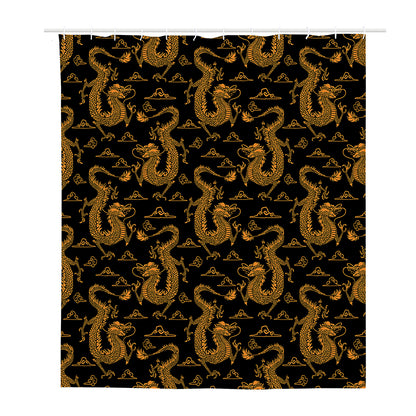 Eastern Dragon Pattern Print Polyester Shower Curtain
