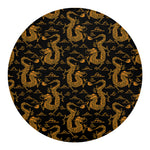 Eastern Dragon Pattern Print Round Blanket