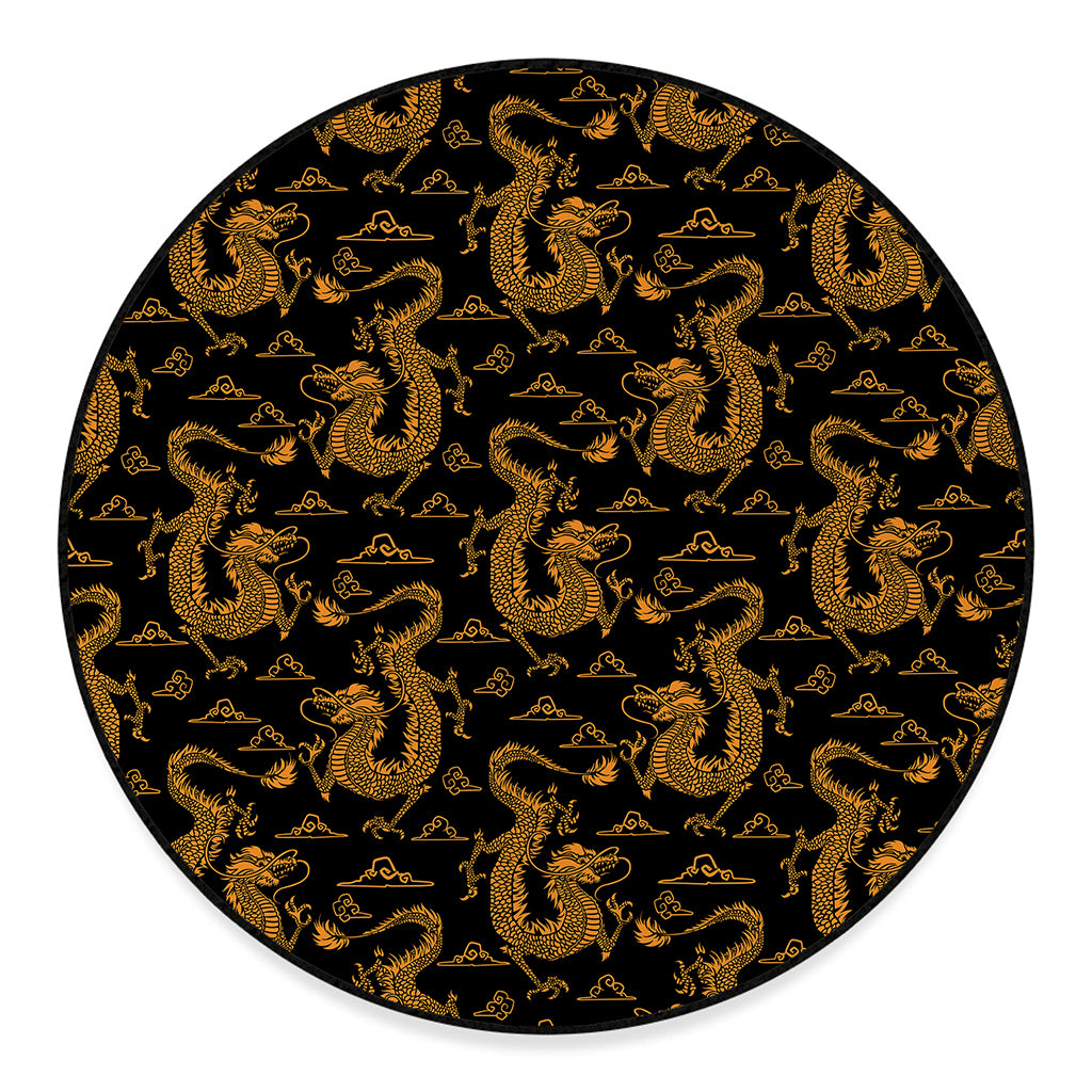 Eastern Dragon Pattern Print Round Floor Mat