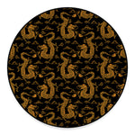 Eastern Dragon Pattern Print Round Floor Mat