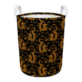 Eastern Dragon Pattern Print Round Laundry Basket