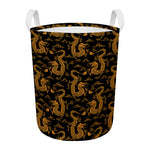 Eastern Dragon Pattern Print Round Laundry Basket