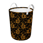 Eastern Dragon Pattern Print Round Laundry Basket