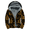 Eastern Dragon Pattern Print Sherpa Lined Zip Up Hoodie