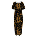 Eastern Dragon Pattern Print Short Sleeve Long Nightdress