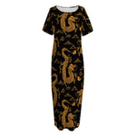 Eastern Dragon Pattern Print Short Sleeve Long Nightdress