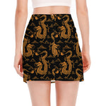 Eastern Dragon Pattern Print Side Slit Mini Skirt
