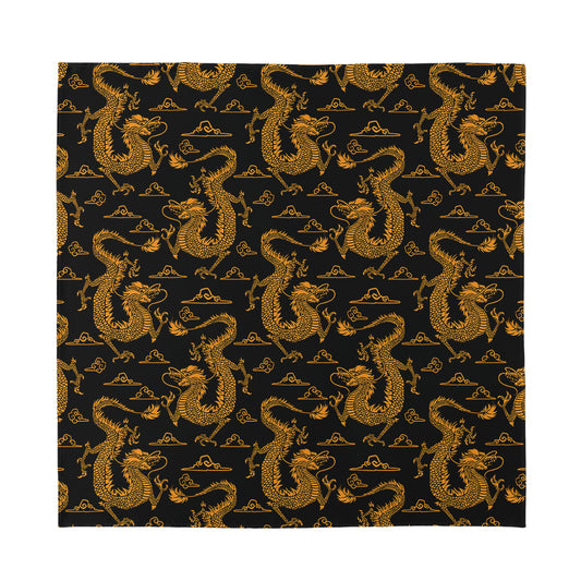 Eastern Dragon Pattern Print Silk Bandana