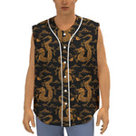 Eastern Dragon Pattern Print Sleeveless Baseball Jersey