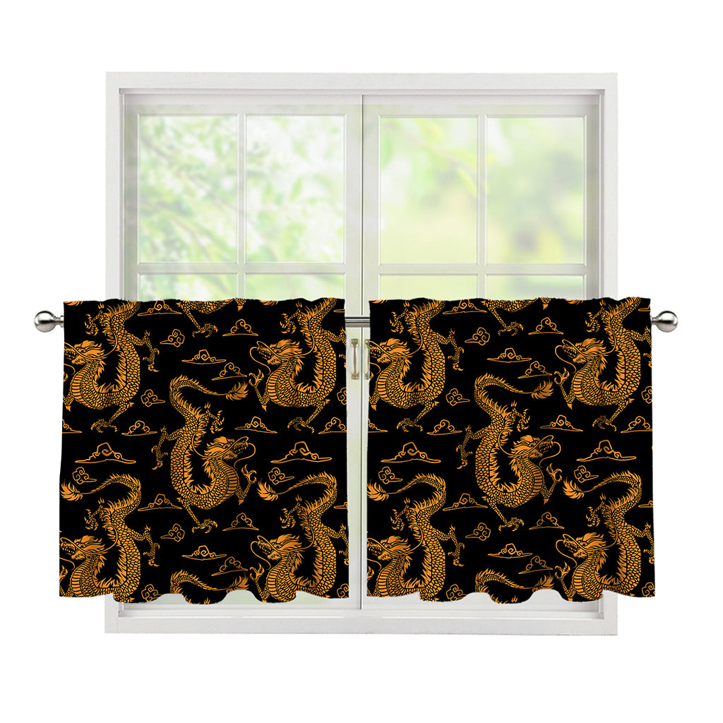 Eastern Dragon Pattern Print Tier Curtains