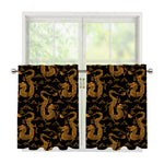 Eastern Dragon Pattern Print Tier Curtains