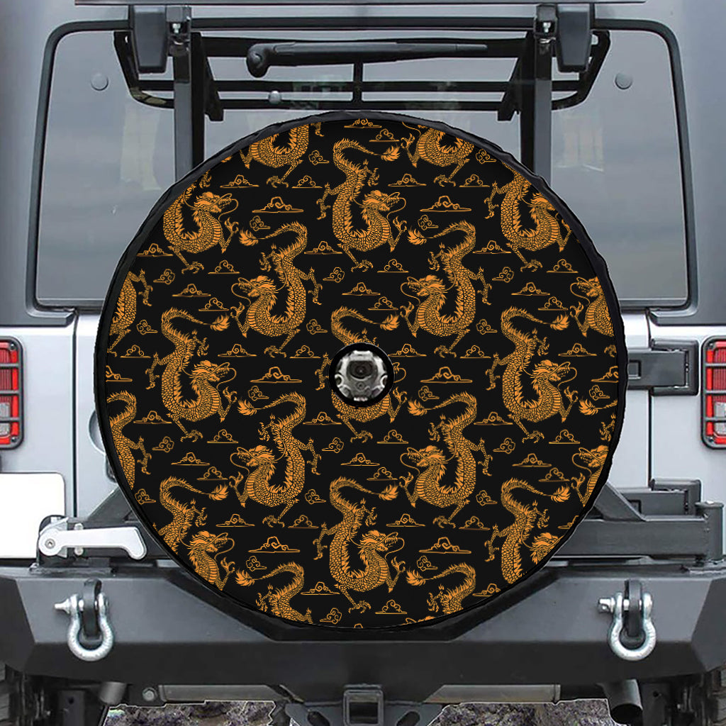 Eastern Dragon Pattern Print Tire Cover With Camera Hole