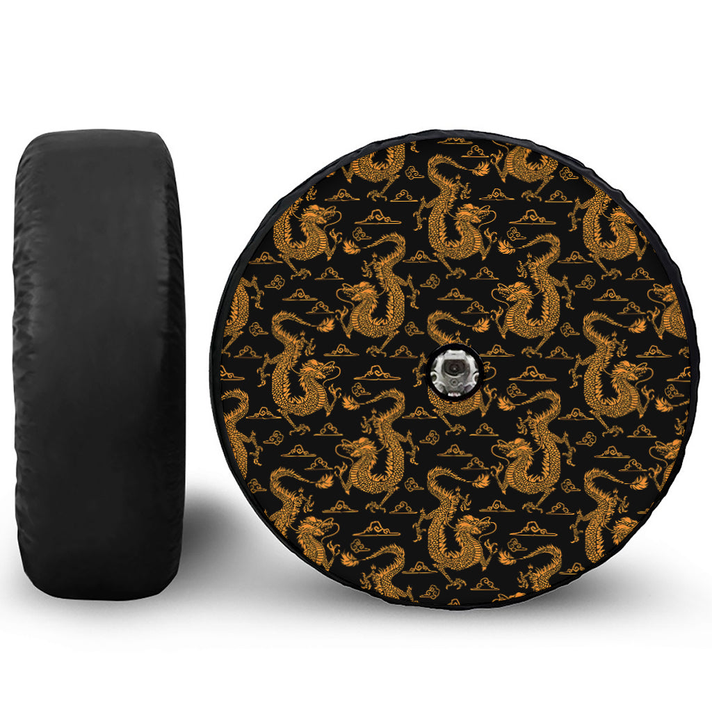 Eastern Dragon Pattern Print Tire Cover With Camera Hole