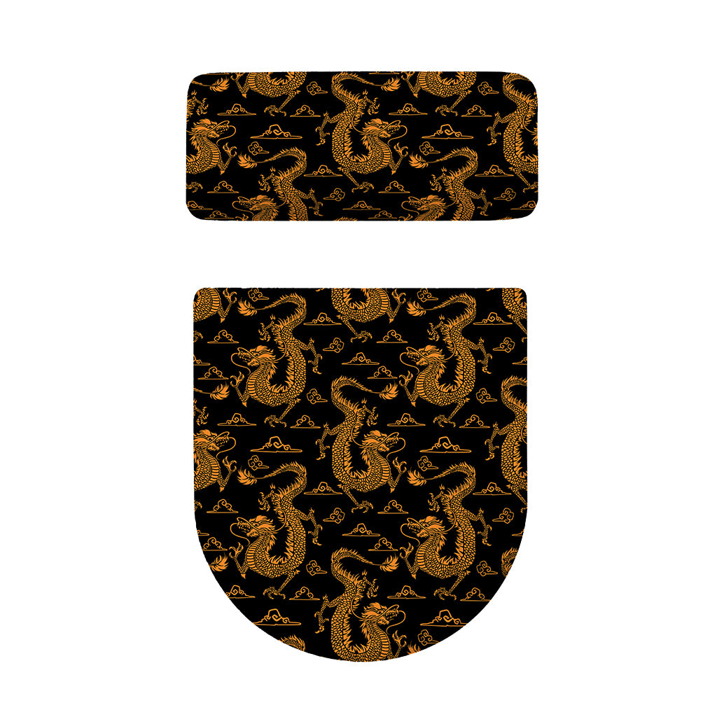 Eastern Dragon Pattern Print Toilet Lid And Tank Cover Set