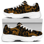 Eastern Dragon Pattern Print White Chunky Shoes