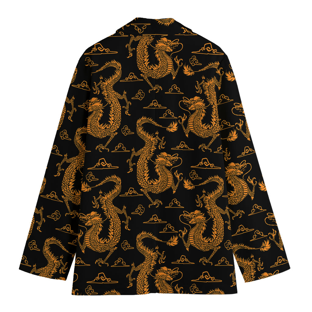 Eastern Dragon Pattern Print Women's Cotton Blazer