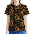 Eastern Dragon Pattern Print Women's Polo Shirt