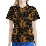 Eastern Dragon Pattern Print Women's Polo Shirt