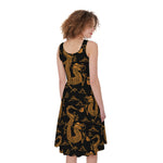 Eastern Dragon Pattern Print Women's Sleeveless Dress