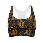Eastern Dragon Pattern Print Women's Sports Bra