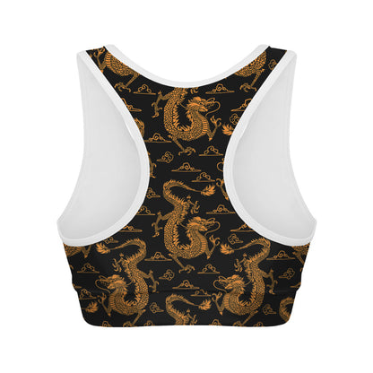 Eastern Dragon Pattern Print Women's Sports Bra