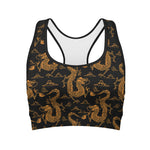 Eastern Dragon Pattern Print Women's Sports Bra