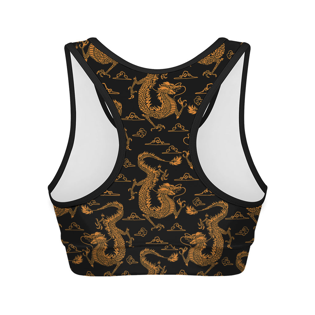 Eastern Dragon Pattern Print Women's Sports Bra