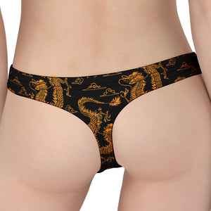 Eastern Dragon Pattern Print Women's Thong