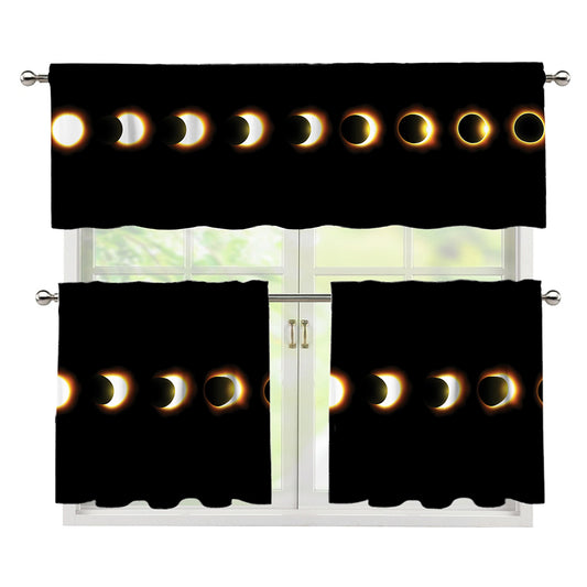 Eclipse Phases Print 3 Piece Kitchen Curtains