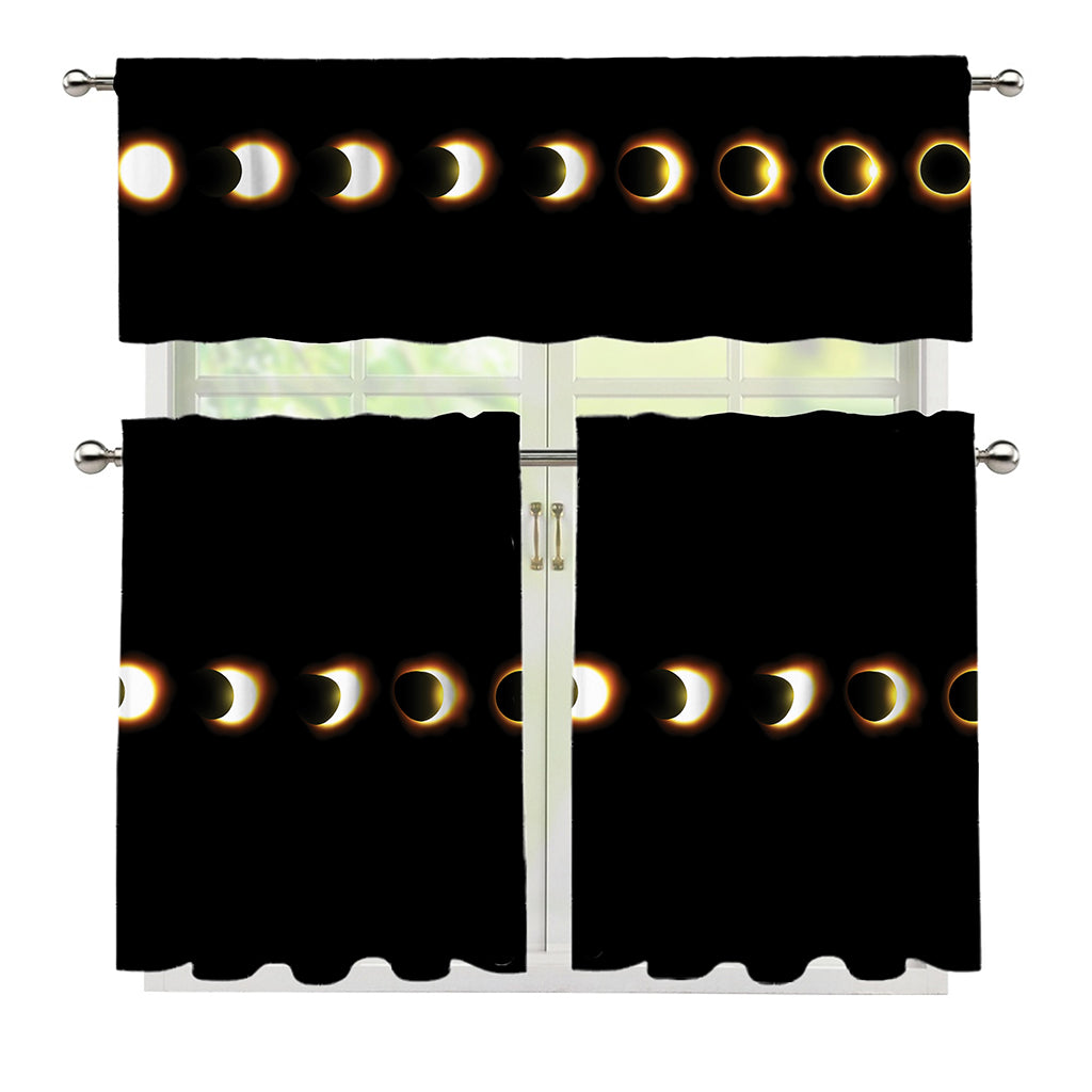 Eclipse Phases Print 3 Piece Kitchen Curtains