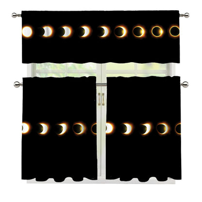 Eclipse Phases Print 3 Piece Kitchen Curtains
