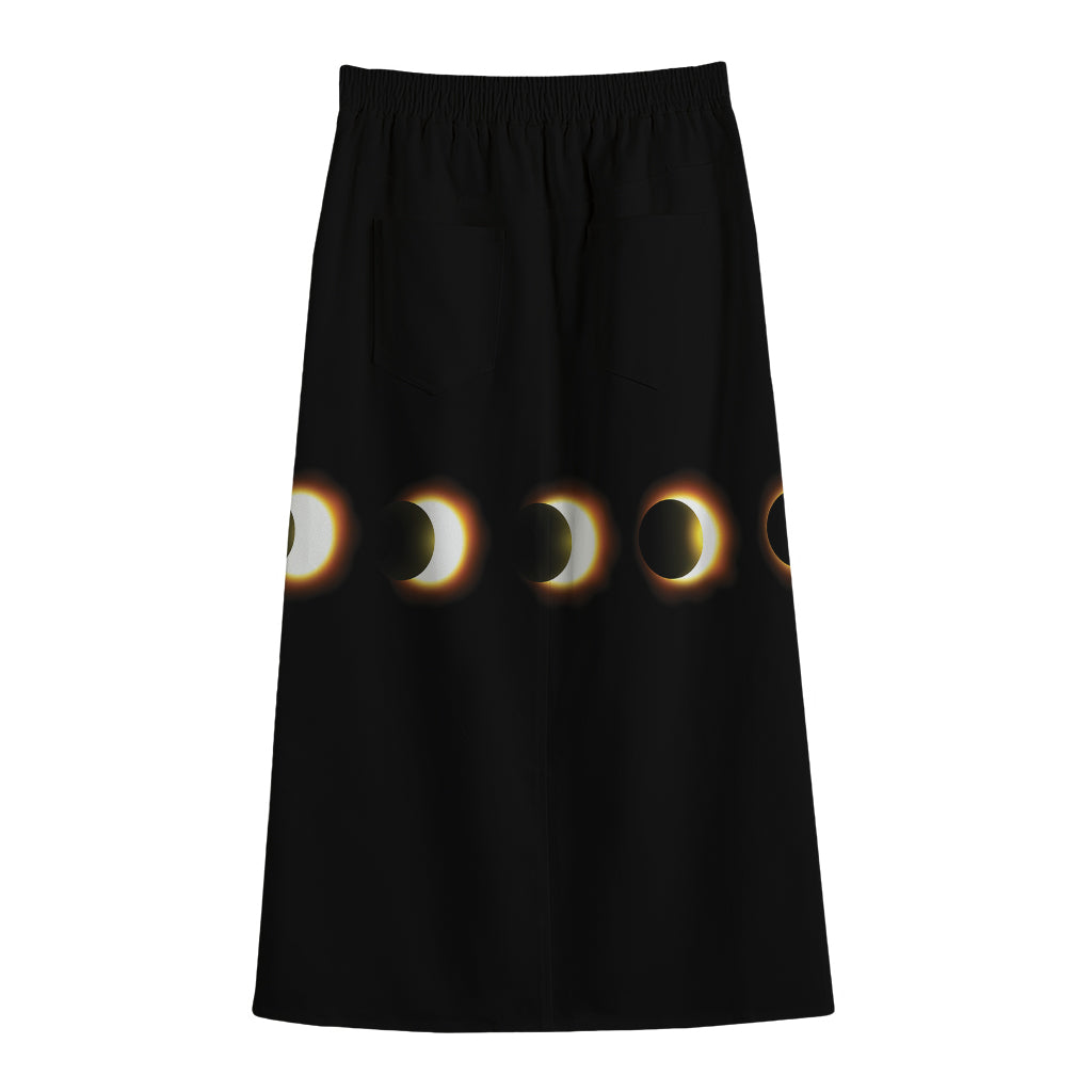 Eclipse Phases Print Cotton Front Slit Maxi Skirt