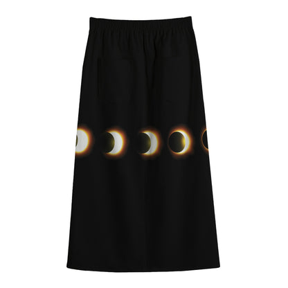 Eclipse Phases Print Cotton Front Slit Maxi Skirt