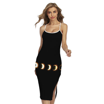 Eclipse Phases Print Cross Back Cami Dress