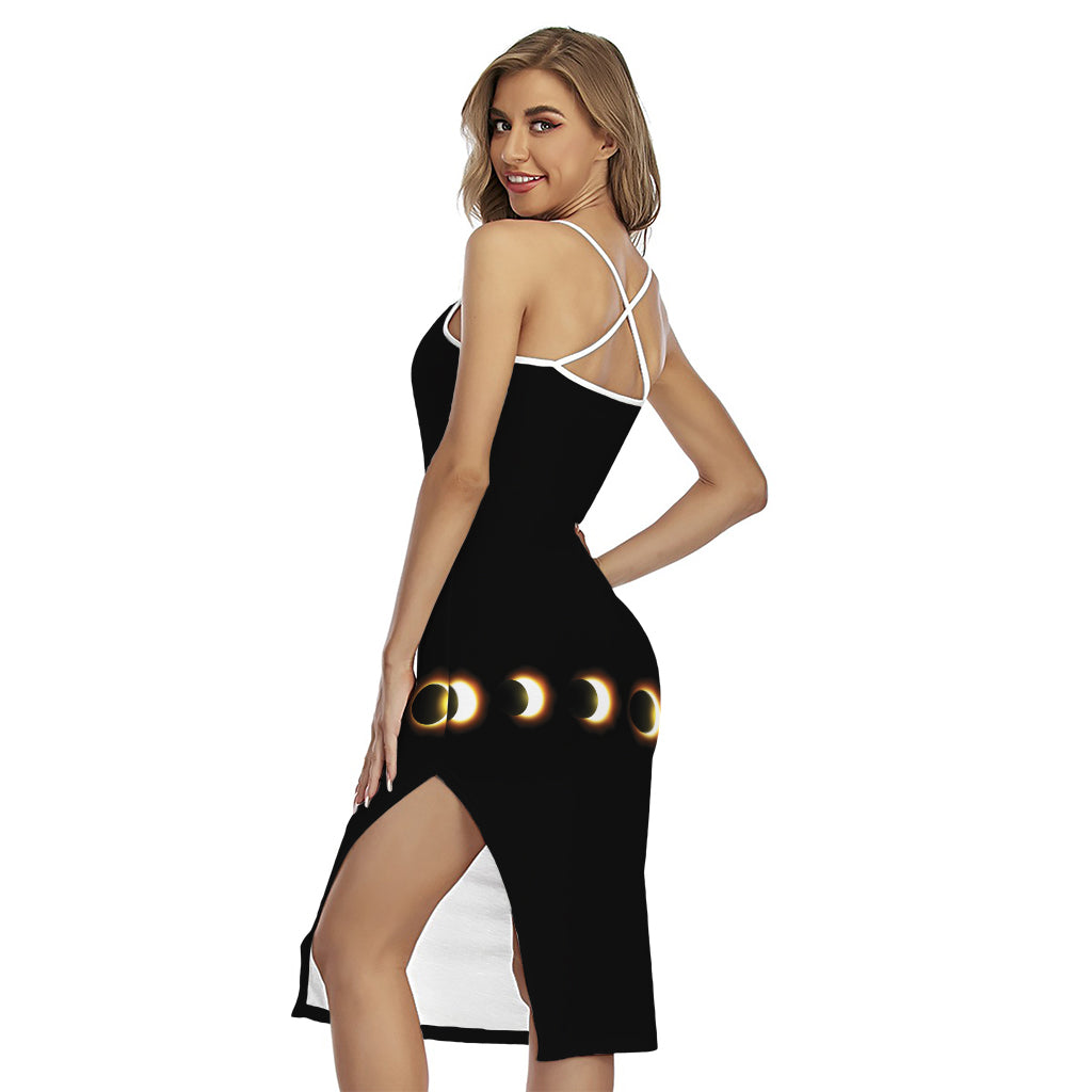 Eclipse Phases Print Cross Back Cami Dress