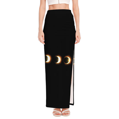 Eclipse Phases Print High Slit Maxi Skirt
