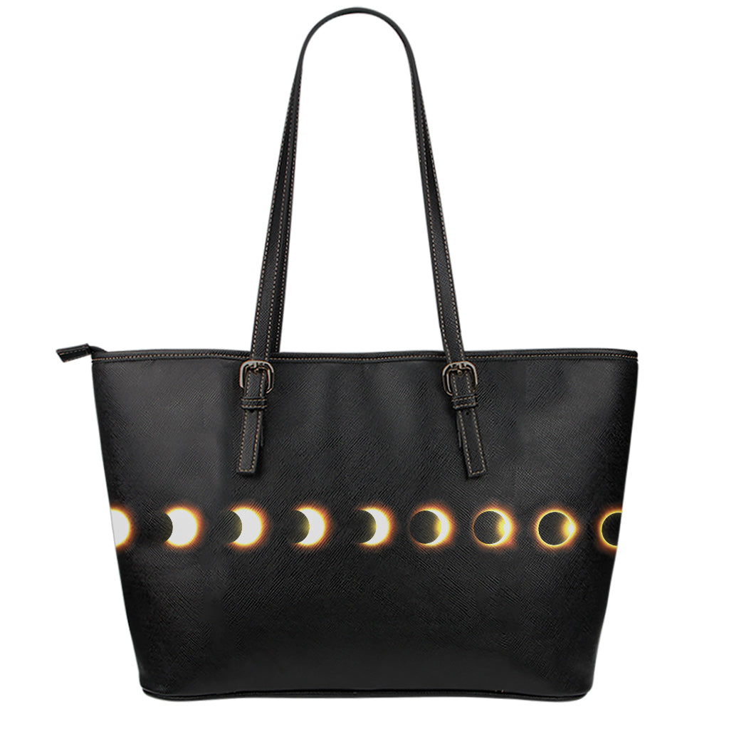 Eclipse Phases Print Leather Tote Bag