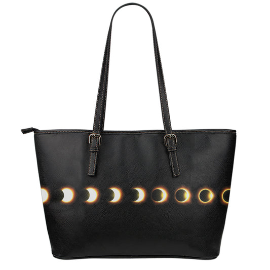 Eclipse Phases Print Leather Tote Bag