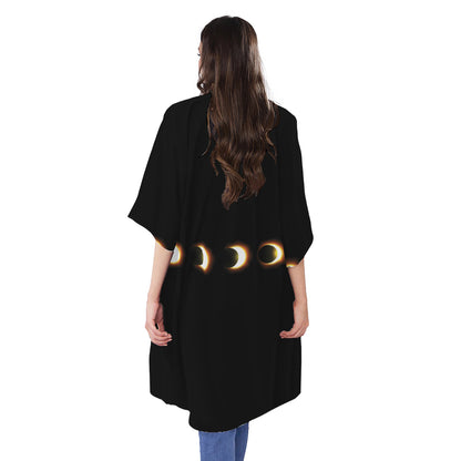 Eclipse Phases Print Open Front Beach Cover Up