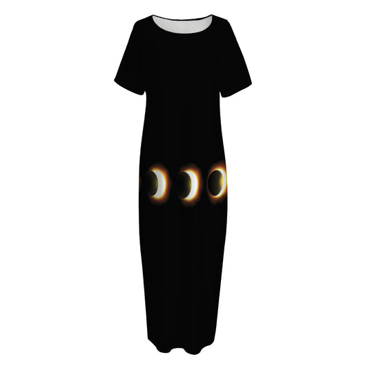 Eclipse Phases Print Short Sleeve Long Nightdress