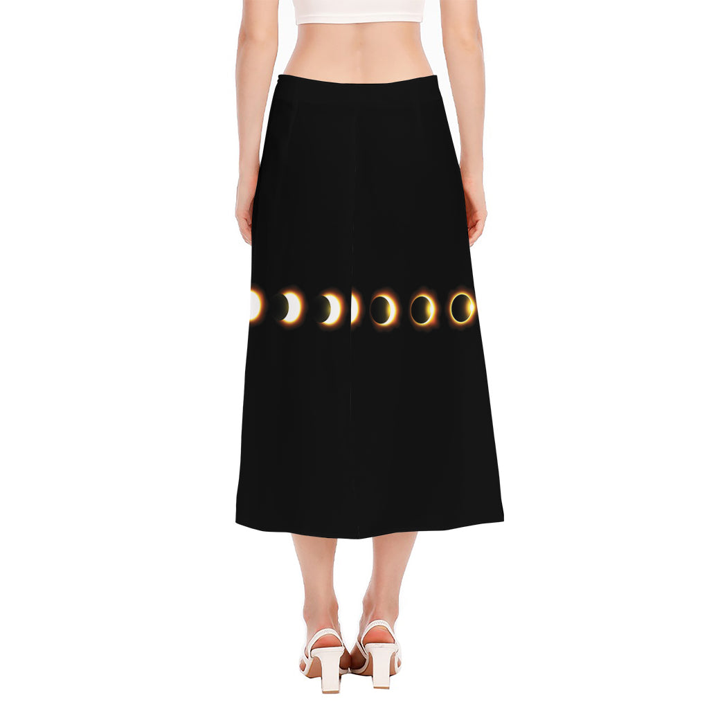 Eclipse Phases Print Side Slit Midi Skirt